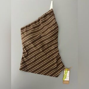 NWT OGL Asymmetrical Brown and White Striped Brami Top Size XS